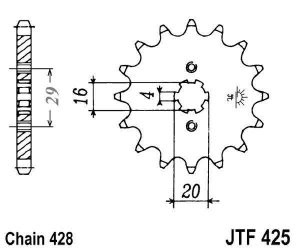 Sprednji verižnik JT 14T, 428